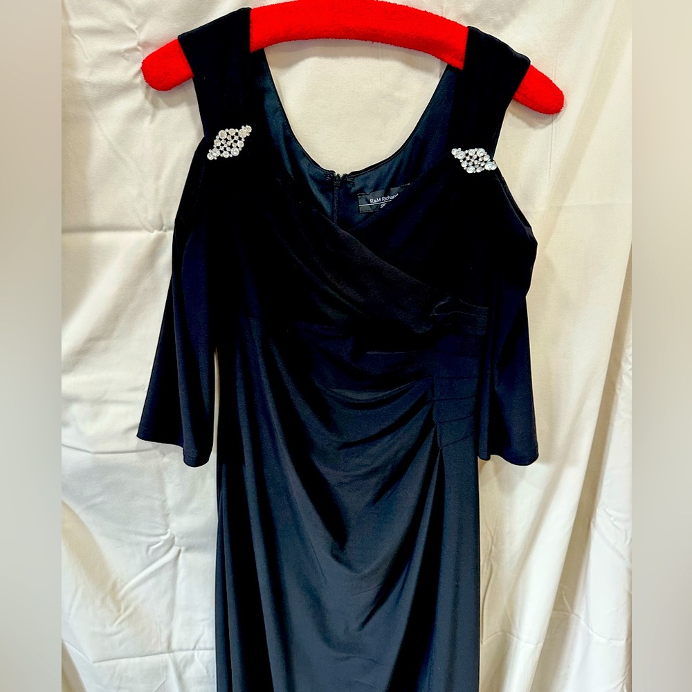 R&M Richards Off the Shoulder Black Evening Gown size 6P